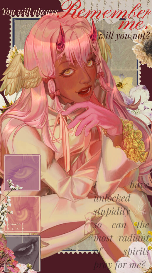 full render half body + poster-esque design add on sample